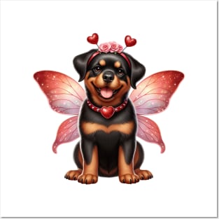 Valentine Fairy Rottweiler Dog Posters and Art